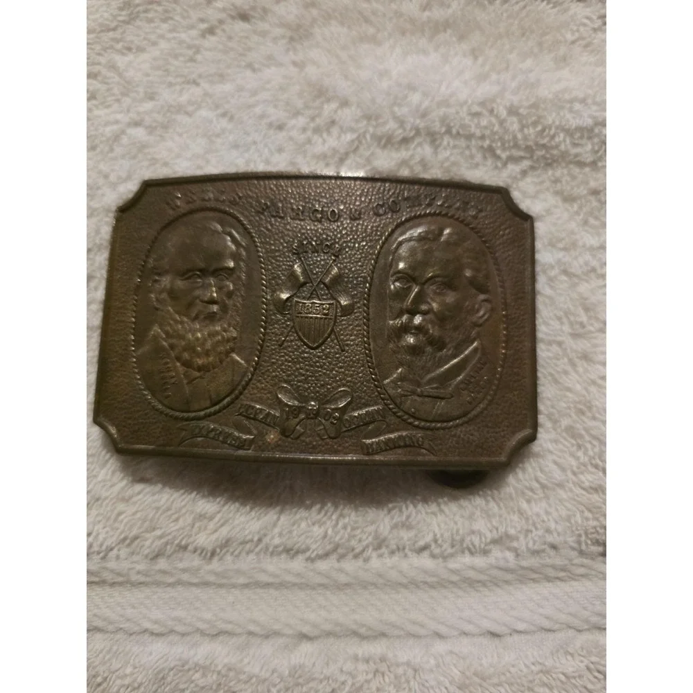 Vintage Wells Fargo Brass Belt Buckle Henry Wells William Fargo 1852 Tiffany 7